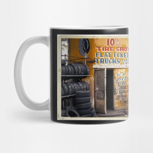10th Avenue Tire Shop in the West Village - Kodachrome Postcards of vintage store signs in NYC Mug